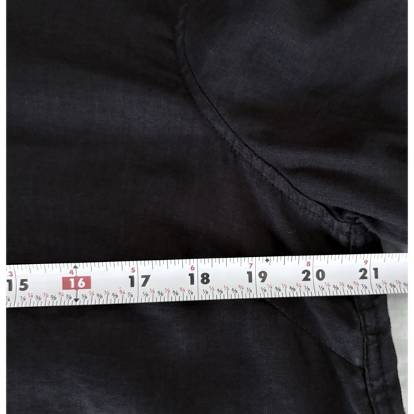 Garnet Hill Black Easy Linen Tunic Top Sz M Long Sleeve Button Up Minimalist - Picture 14 of 15